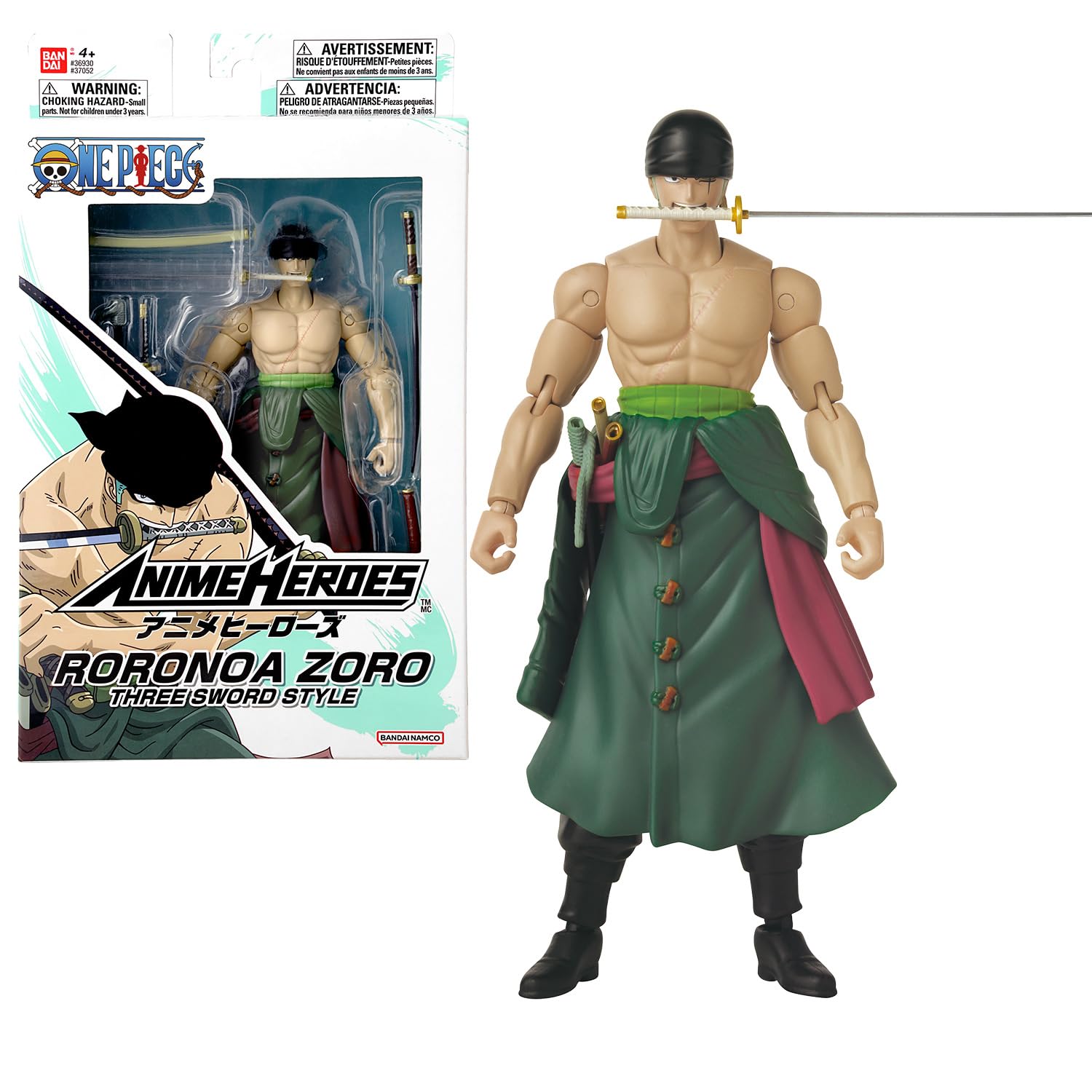 BANDAI Anime Heroes One Piece Figures Roronoa Zoro 3 Swords Style Action Figure | 17cm Articulated Zoro Anime Figure With Extra Accessories One Piece Action Figures Pirate Toys Range