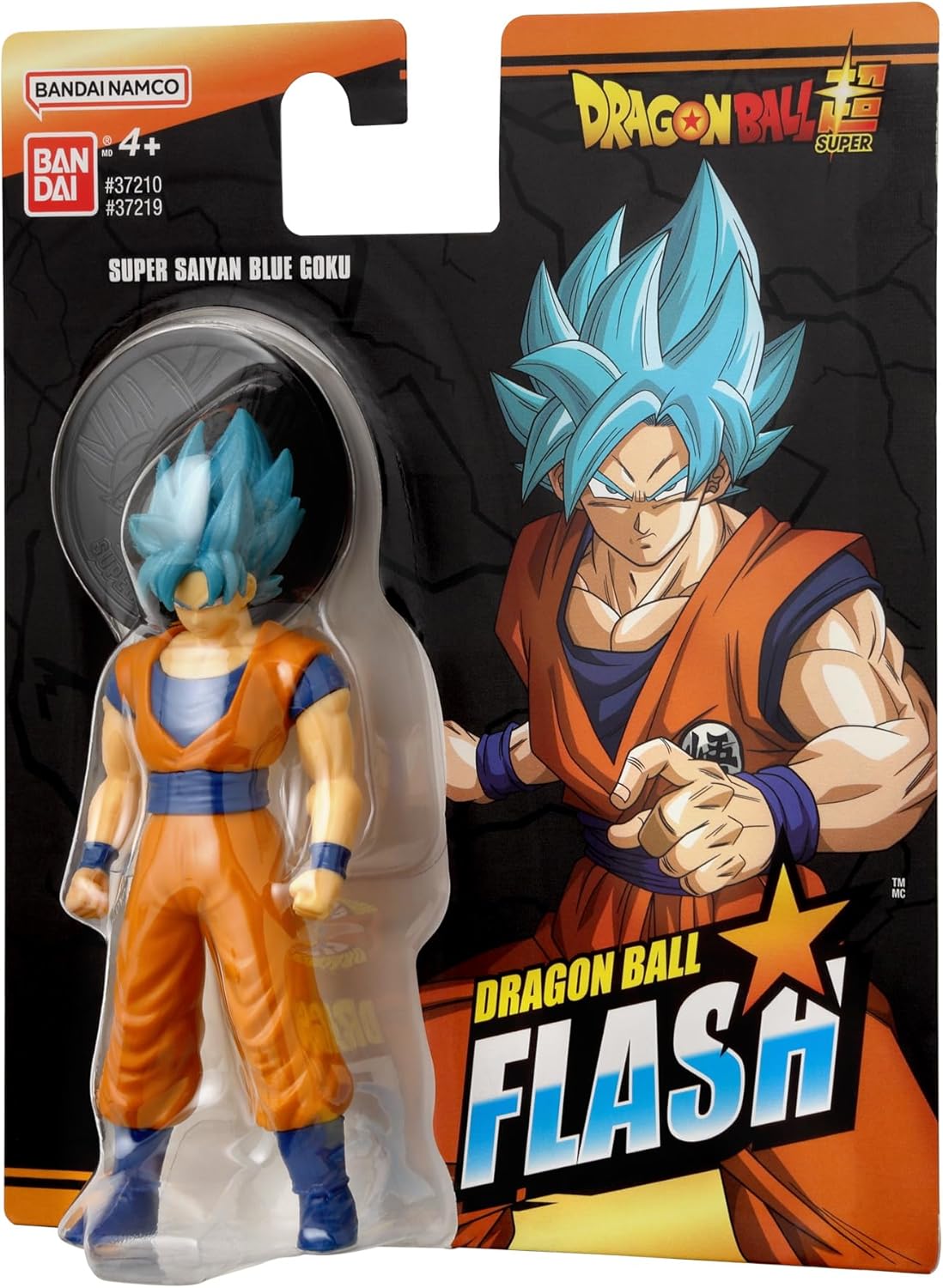 DRAGON BALL Flash Series Super Saiyan Blue Goku Anime Figure | 4'' Tall SS Blue Goku Action Figure | Super Merch Contains Collectible Coin Manga