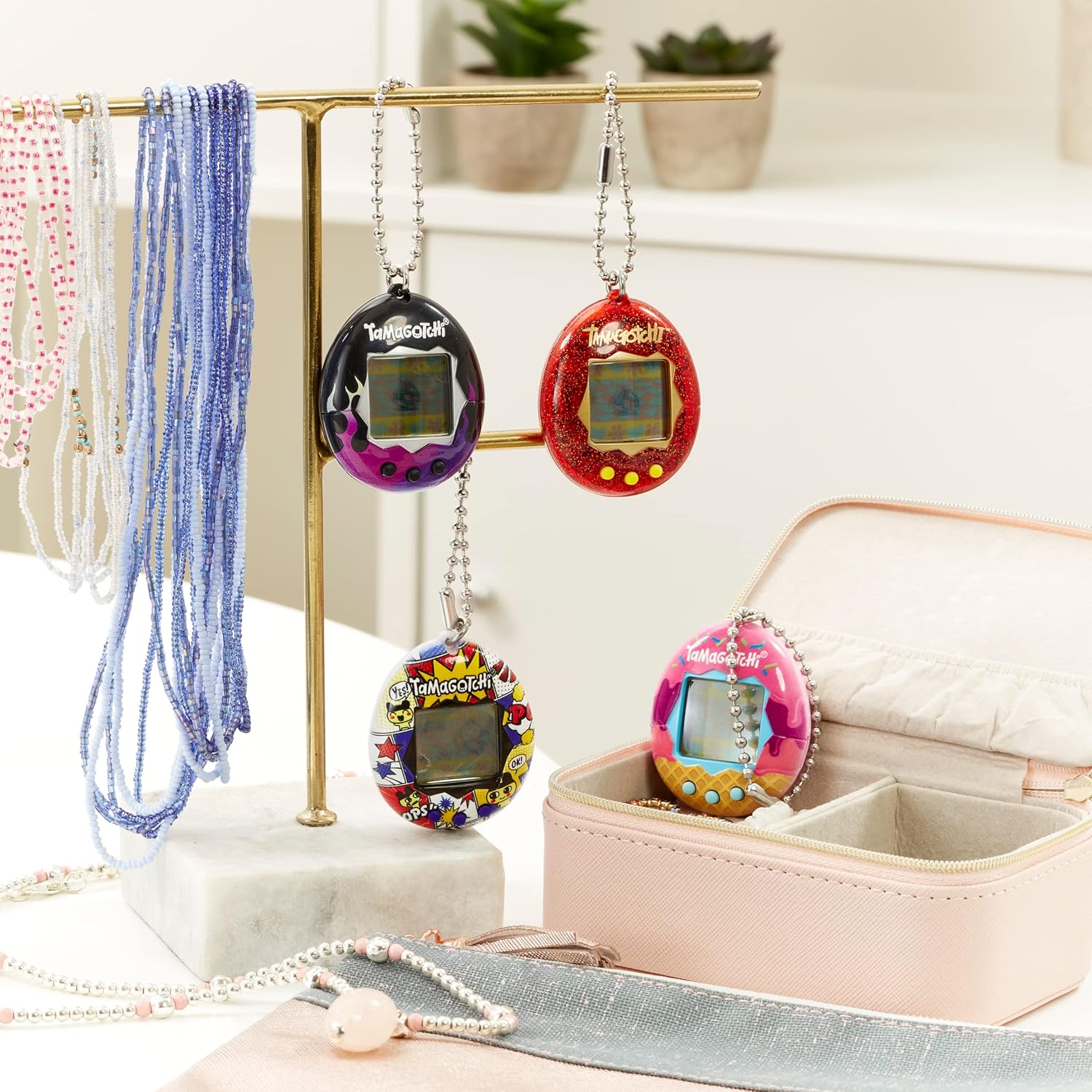 BandAI Tamagotchi Original Pastle Marble Shell | Tamagotchi Original Cyber Pet 90s Adults and Kids Toy with Chain | Retro Virtual Pets are Great Boys and Girls Toys or Gifts for Ages 8+