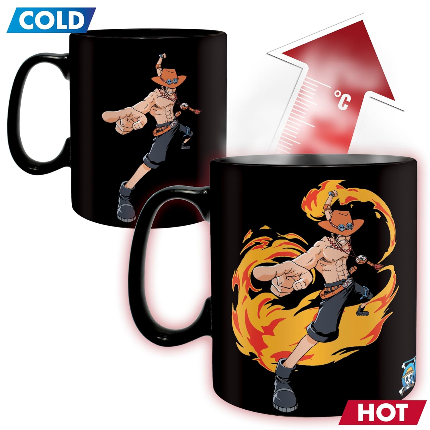 ONE PIECE - Mug Heat Change - 460 ml - Luffy & Ace - cardboard box