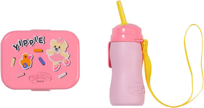 BABY Born Zapf Creation 834961 Nursery Set 36 cm-Yellow Doll Backpack in Bear Shape with Lunch Box and Water Bottle