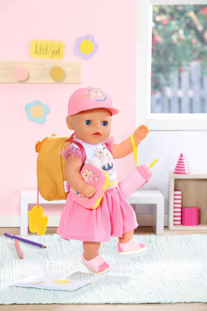 BABY Born Zapf Creation 834961 Nursery Set 36 cm-Yellow Doll Backpack in Bear Shape with Lunch Box and Water Bottle