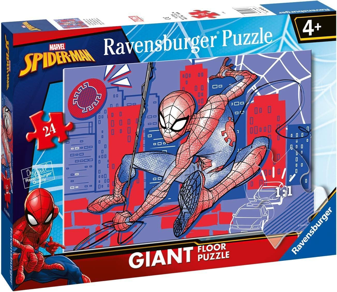 Ravensburger - Puzzle Spiderman, Giant Floor Collection, Gift Idea for Children 4+ Years, Educational and Stimulating Game, 24 Giant Pieces, 70 x 50 cm