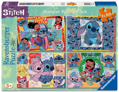 Ravensburger Disney Stitch Bumper Pack 4x100 Piece Jigsaw Puzzle for Kids - Every Piece is Unique, Pieces Fit Together Perfectly