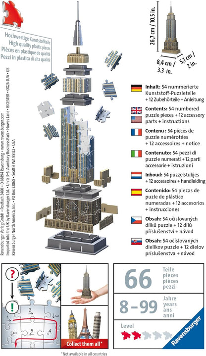 RAVENSBURGER Puzzle Ravensburger 3D Puzzle 11271 Mini Empire State Building 54 Pieces from 8 Years, Multicoloured