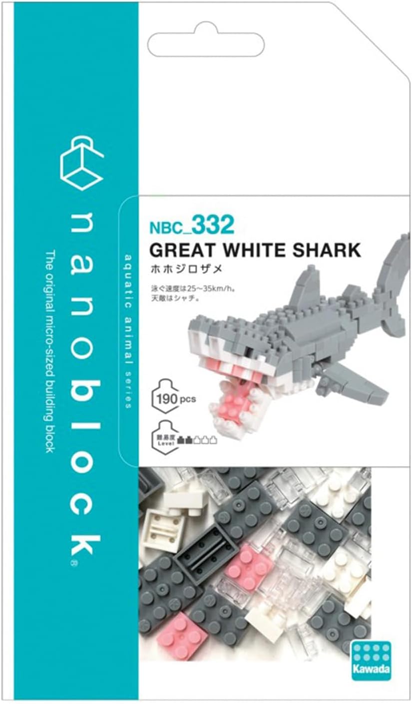 Bandai nanoblock Big White Shark Mini Brick Figure Building Set Pixel Shark Animal Figure Building Kit NBC332