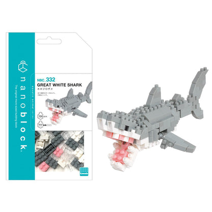 Bandai nanoblock Big White Shark Mini Brick Figure Building Set Pixel Shark Animal Figure Building Kit NBC332