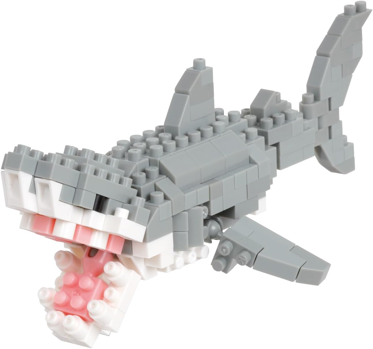 Bandai nanoblock Big White Shark Mini Brick Figure Building Set Pixel Shark Animal Figure Building Kit NBC332