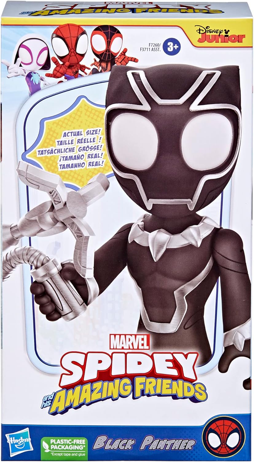 SPIDEY AND HIS AMAZING FRIENDS Marvel Supersized Black Panther Action Figure, Preschool Superhero Toys