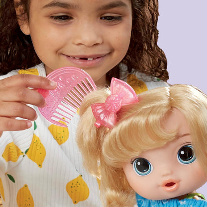 Baby Alive, Doll Set Fruit Drinks, Apple, Citrus Juicer, Drinks and Moisturizes Her Layer, from 3 Years, Blonde Hair