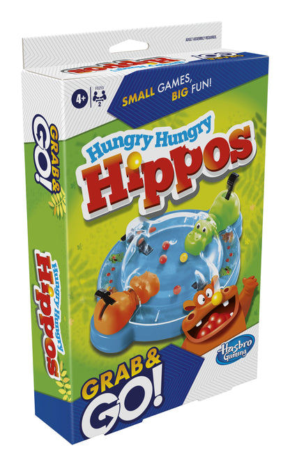 Hasbro Gaming Hungry Hungry Hippos Grab and Go Game, Portable Game for 2 Players, Travel Game for Kids, Includes 2 Chomping Hippos