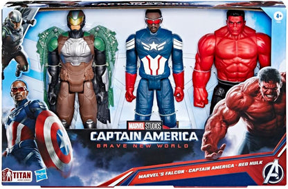 Marvel Avengers Captain America : Brave New World, Titan Hero Series, Ensemble de figurines d'action 5+