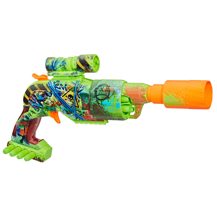 Nerf Zombie Driller Foam Dart Blaster, Rotating 5-Dart Cylinder, Removable Targeting Scope, 16 Elite Darts, Foam Blaster for Children Aged 8+, Great Zombie Halloween Toys For Kids