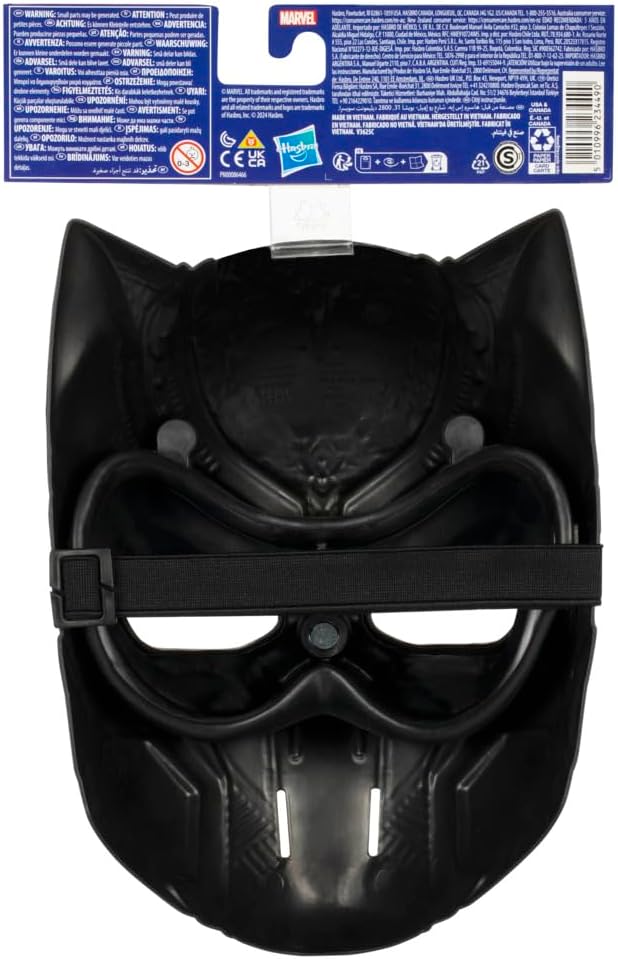 Marvel Black Panther Roleplay Mask For Kids Ages 5+, Comic & Film-Inspired Super Hero Toy With Adjustable Band, Role Playing Movie Costume Accessory, Perfect Halloween Costume For Children