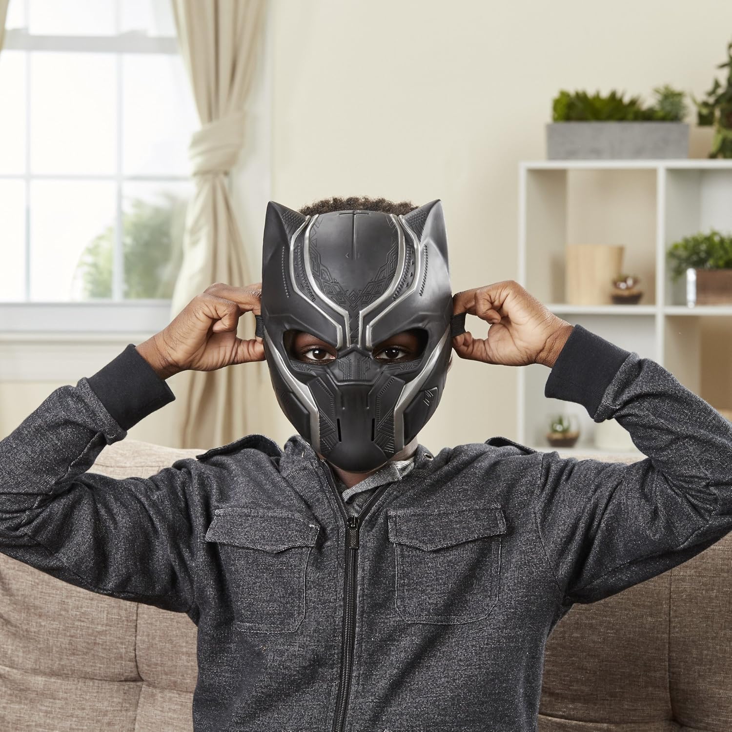 Marvel Black Panther Roleplay Mask For Kids Ages 5+, Comic & Film-Inspired Super Hero Toy With Adjustable Band, Role Playing Movie Costume Accessory, Perfect Halloween Costume For Children
