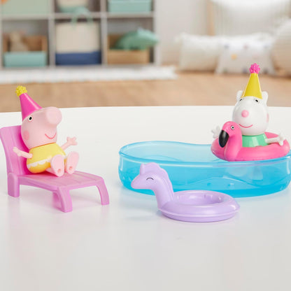 Peppa Pig Peppa's Pool Party Playset with 2 Figures and 4 Accessories, Preschool Toy, Kids Gifts, Ages 3+
