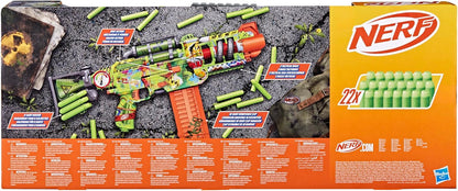 Nerf Zombie Corrupter Dart Blaster, 18-Dart Clip, 22 Nerf Elite Darts, Foam Dart Blaster for Kids 8+, Ambidextrous Bolt & 2 Tactical Rails, Great Gifts For Children, Halloween costume accessory
