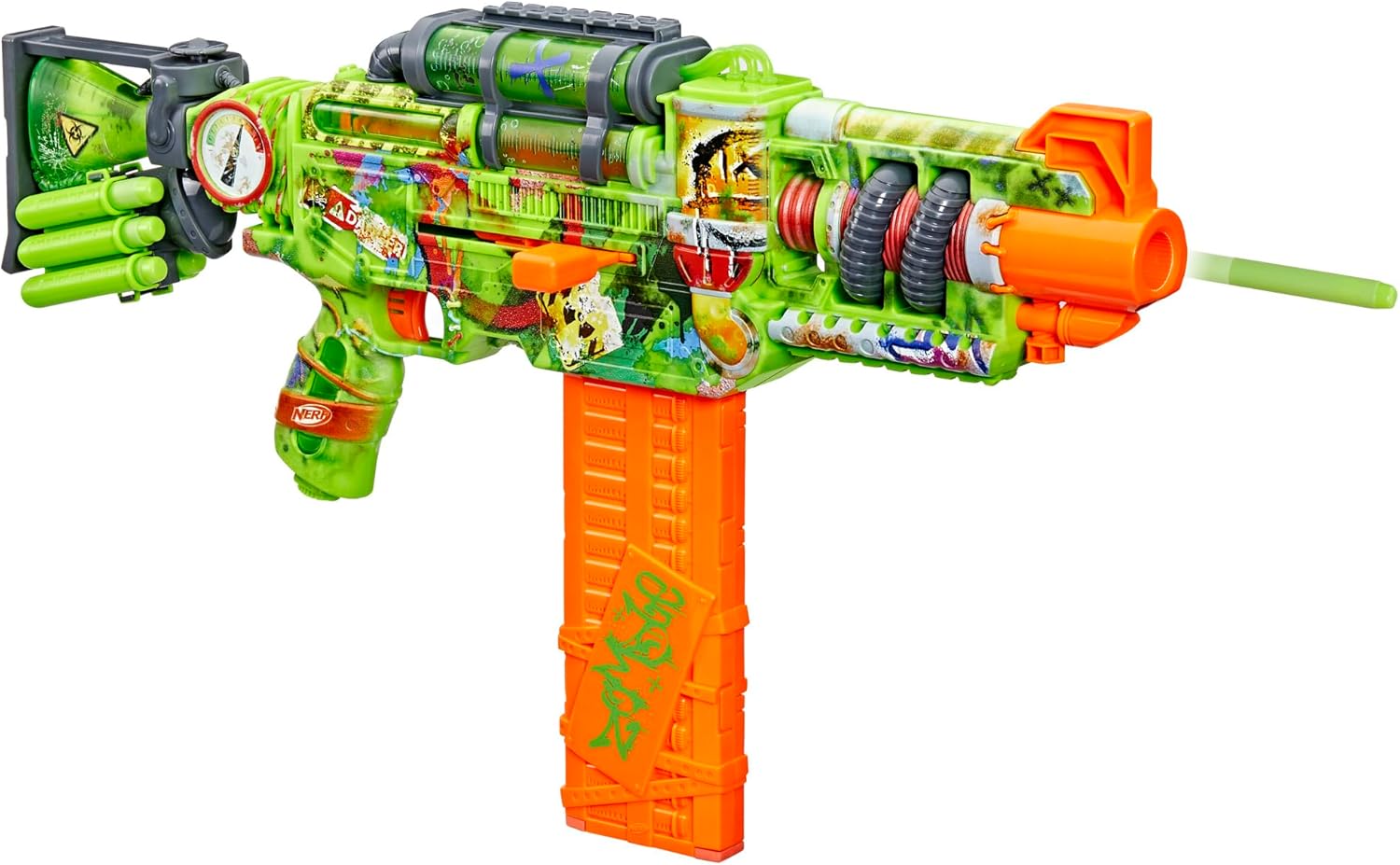 Nerf Zombie Corrupter Dart Blaster, 18-Dart Clip, 22 Nerf Elite Darts, Foam Dart Blaster for Kids 8+, Ambidextrous Bolt & 2 Tactical Rails, Great Gifts For Children, Halloween costume accessory