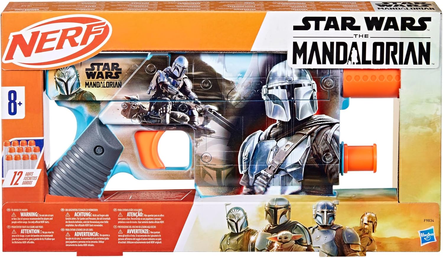 Nerf Star Wars The Mandalorian Dart Blaster, inclusief 12 Nerf Elite darts, interne clip