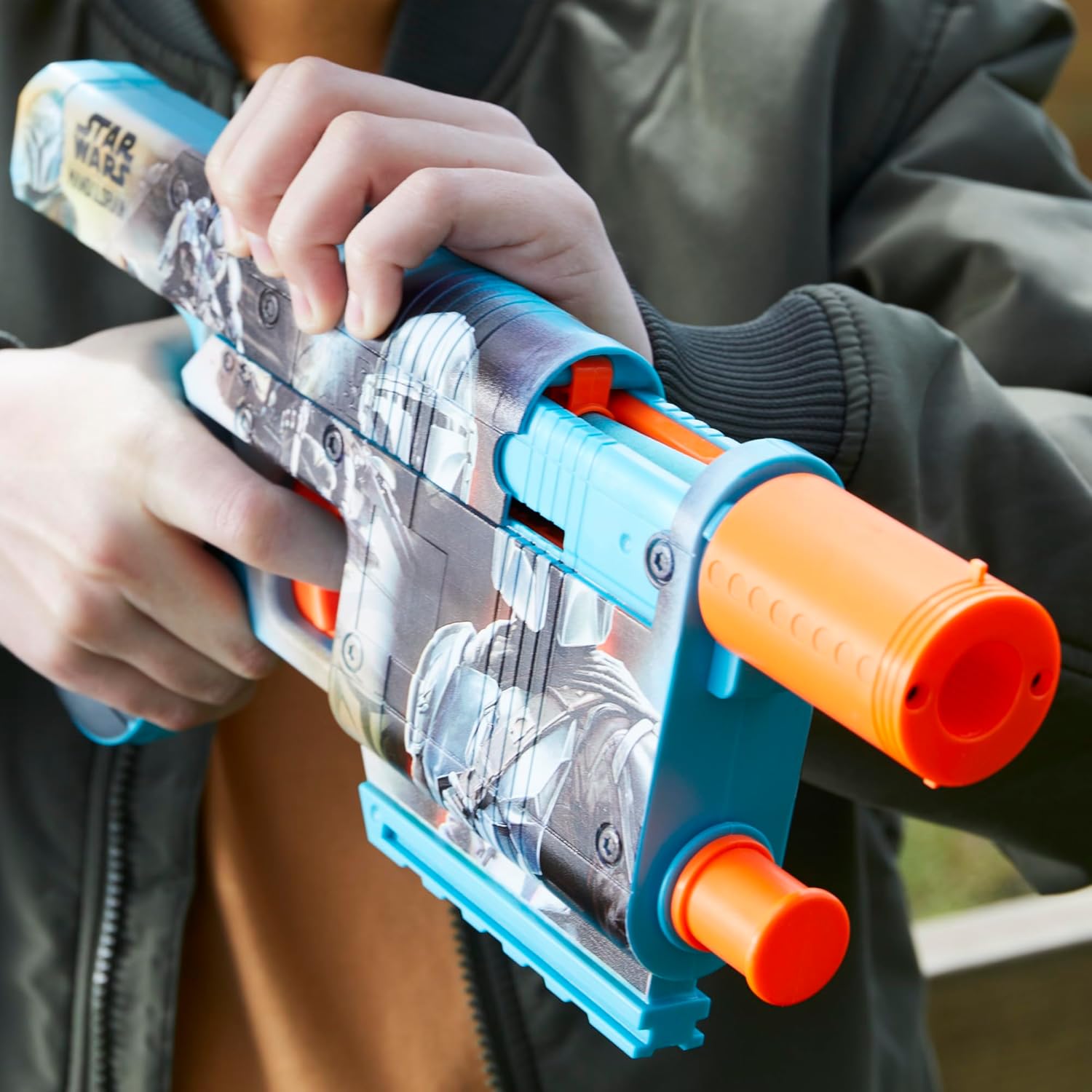 Nerf Star Wars The Mandalorian Dart Blaster, inclusief 12 Nerf Elite darts, interne clip