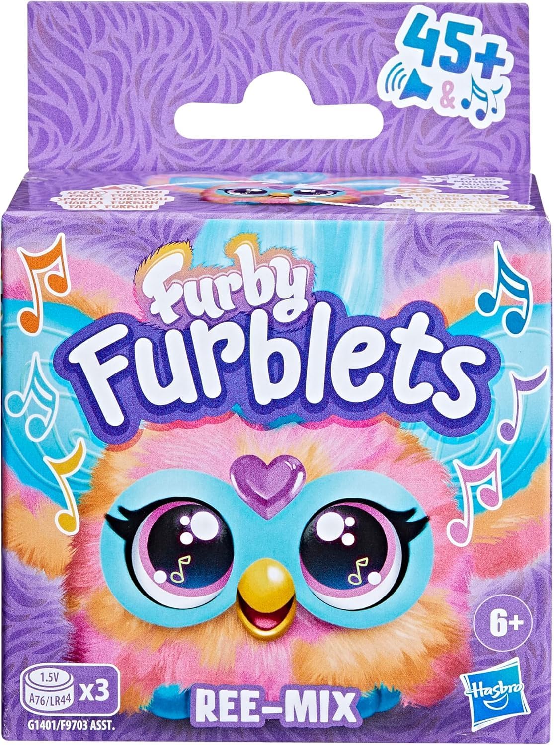 Furby Furblets Mini Electronic Plush Animal Interactive Musical Pet with Over 45 Sounds and Sets, Peekaboo Ears, Key Chain, Collectible Toy for Children from 6 Years