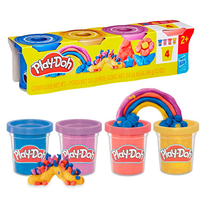 Play-Doh 4-Pack Shimmer Clay, Sparkling Metallic Compound Tubs (Dark Blue, Red, Purple & Gold), Arts and Crafts Toys for Kids (2+), Non-Toxic Modelling Compound, Gift for Kids