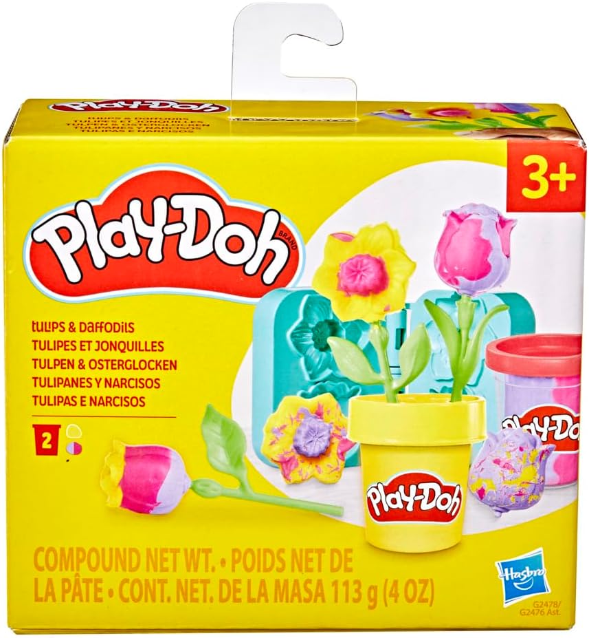 Play-Doh Tulips & Daffodils Flower Toy, Kids Arts & Crafts Kit, Gifts for Girls & Boys Aged 3+