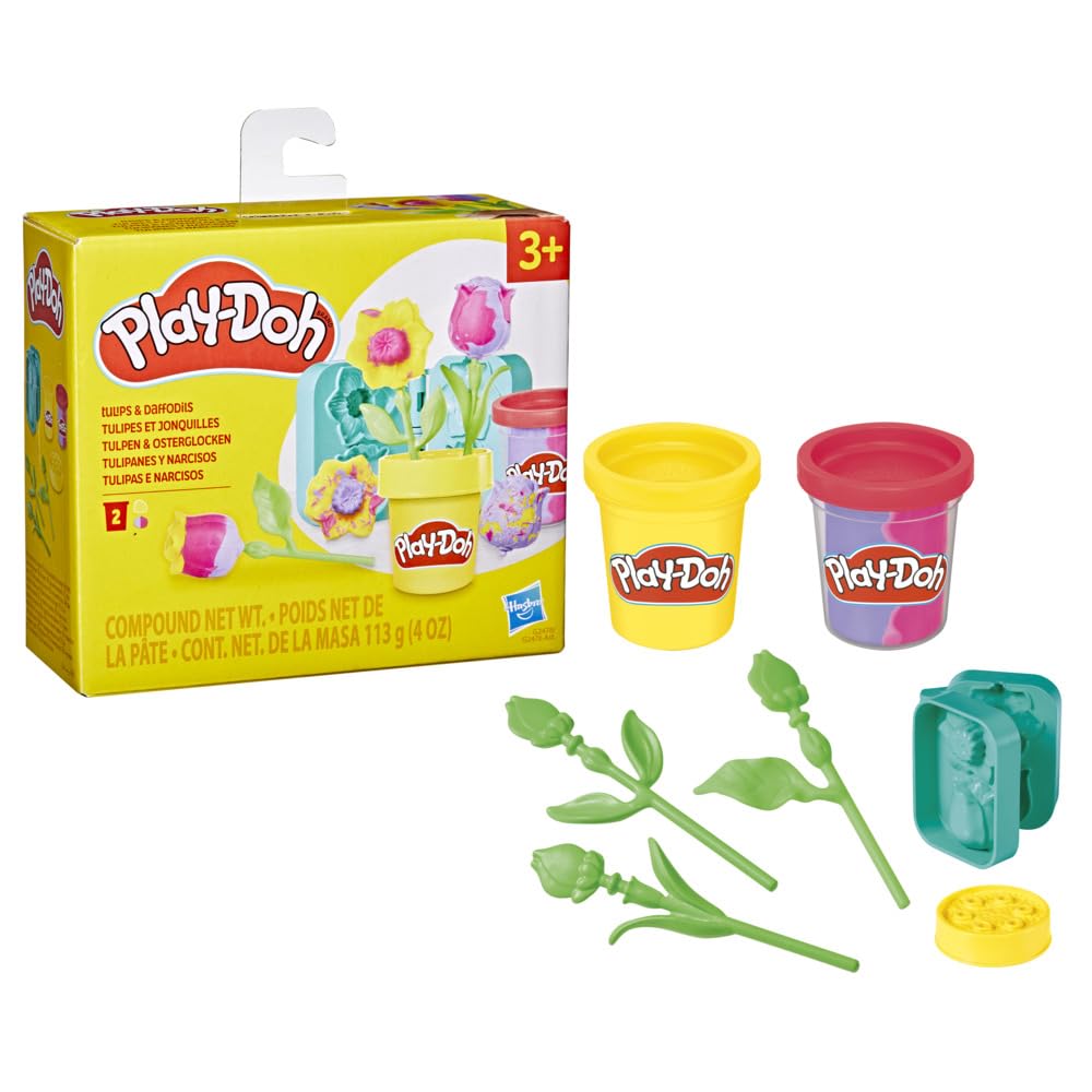 Play-Doh Tulips & Daffodils Flower Toy, Kids Arts & Crafts Kit, Gifts for Girls & Boys Aged 3+