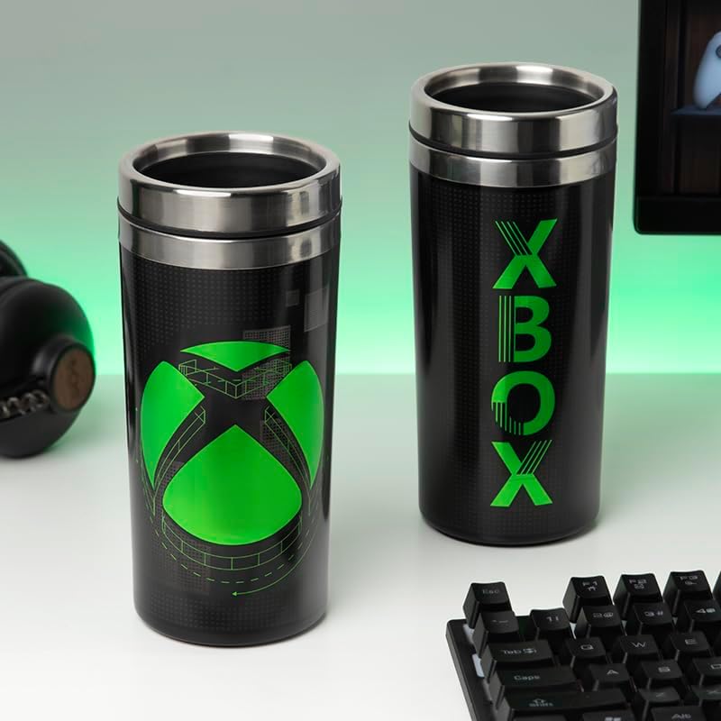 XBOX Travel Mug - Officially Licensed Drinks Flask, Keeps Drinks Hot and Cold, Novelty Gift for Gamers, Great for Commuting, 450ml (15 fl oz) | Paladone, Black