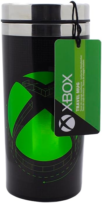 XBOX Travel Mug - Officially Licensed Drinks Flask, Keeps Drinks Hot and Cold, Novelty Gift for Gamers, Great for Commuting, 450ml (15 fl oz) | Paladone, Black