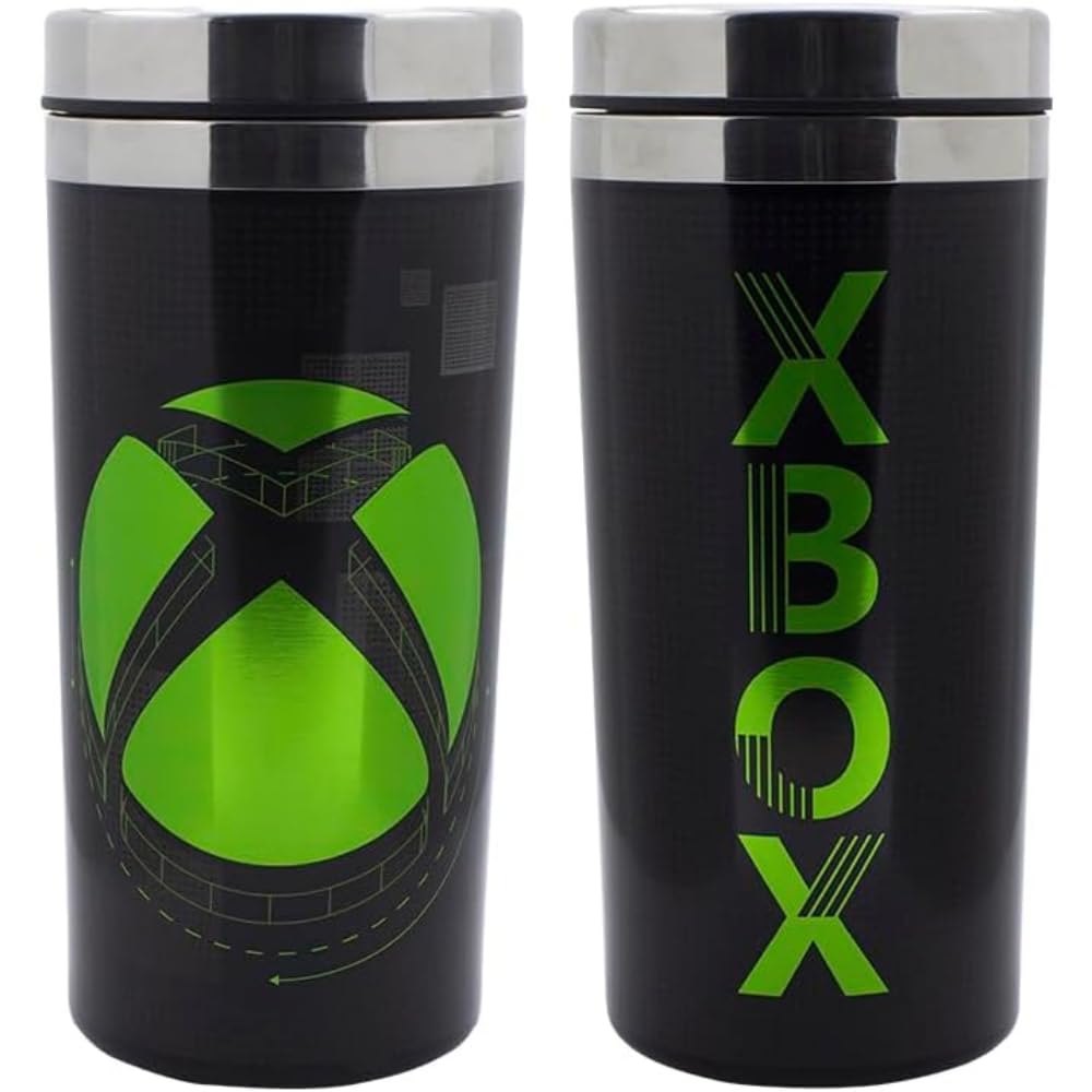 XBOX Travel Mug - Officially Licensed Drinks Flask, Keeps Drinks Hot and Cold, Novelty Gift for Gamers, Great for Commuting, 450ml (15 fl oz) | Paladone, Black