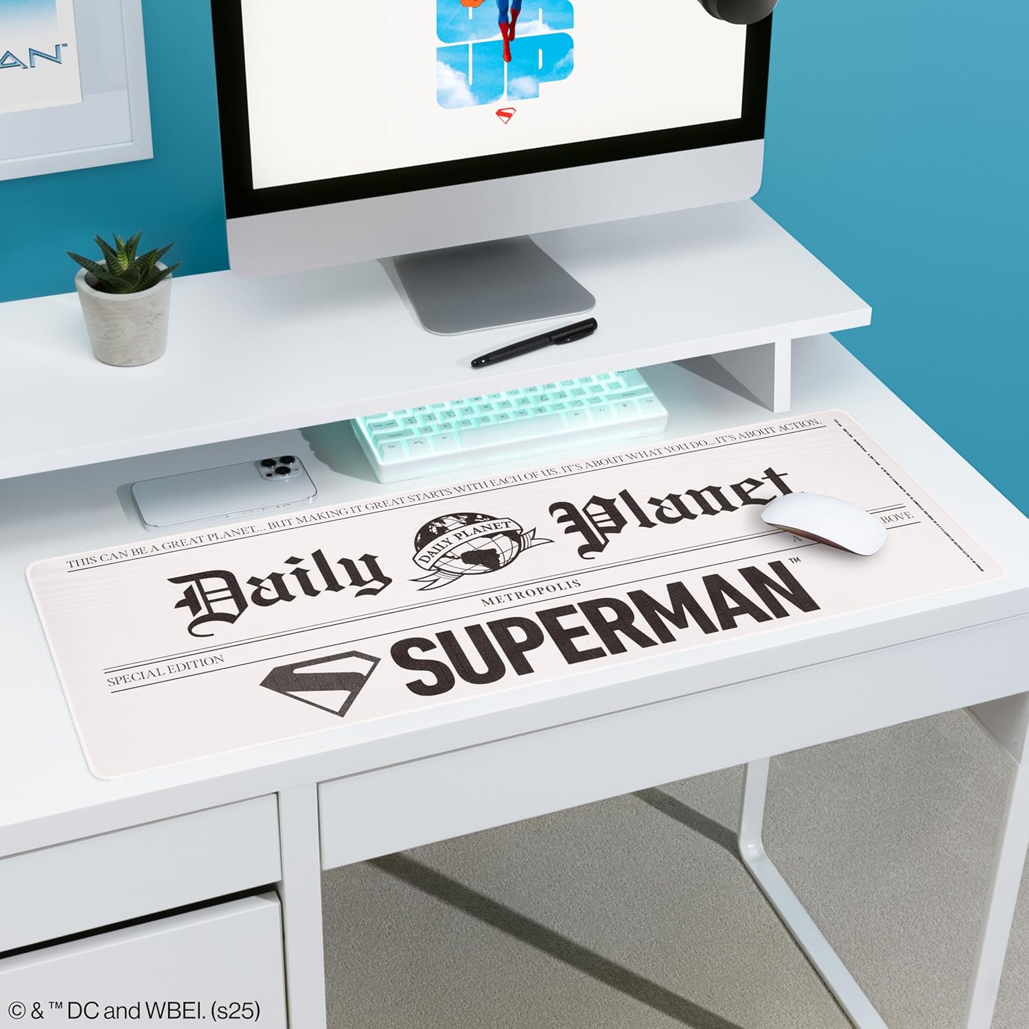 Superman Daily Planet Desk Mat - Officially Licensed DC, Non-Slip Rubber Mouse Pad, Comic Book Design, Perfect for Gaming, Working or Browsing, Home Office Accessory| Paladone