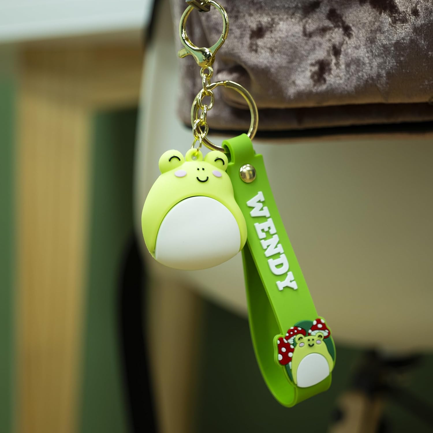 Fizz Creations Squishmallows Wendy Wristlet Keyring 3D Keychain with Charm & PVC Wrist Strap. Officially Licensed Squishmallows Key Ring