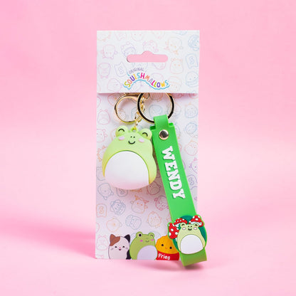 Fizz Creations Squishmallows Wendy Wristlet Keyring 3D Keychain with Charm & PVC Wrist Strap. Officially Licensed Squishmallows Key Ring
