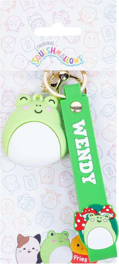 Fizz Creations Squishmallows Wendy Wristlet Keyring 3D Keychain with Charm & PVC Wrist Strap. Officially Licensed Squishmallows Key Ring