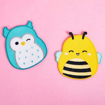 Fizz Creations Squishmallows Iron on Patches Winston The Owl & Sunny The Bee. Squishmallows Patches Perfect for customising Clothing & Bags. Cute Patch. Kawaii Patches