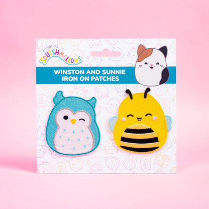 Fizz Creations Squishmallows Iron on Patches Winston The Owl & Sunny The Bee. Squishmallows Patches Perfect for customising Clothing & Bags. Cute Patch. Kawaii Patches