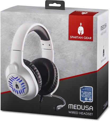 Spartan Gear - Medusa Wired Headset (Compatible with PCPS4PS5.XBOX1XBOX series x/sSwitch) White/Black