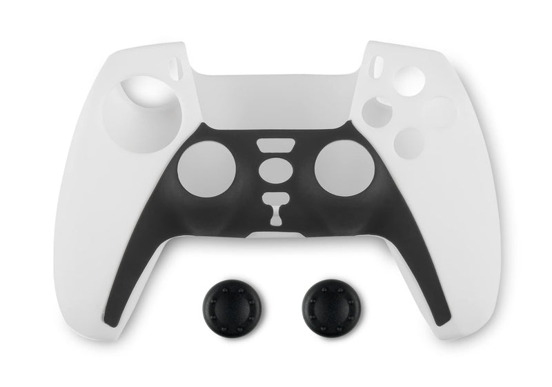 Spartan Gear - Controller Silicon Skin Cover And Thumb Grips (Compatible With Playstation 5) (Colour: Black/White)