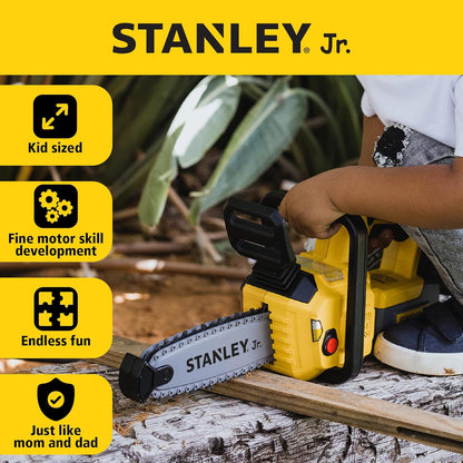 Stanley Jr. Battery-Operated Chainsaw – Realistic Toy Chainsaw Tool with Safe Rotating Chain & Sounds | Durable Pretend Play Chainsaw for Kids Ages 3+ | Includes Batteries