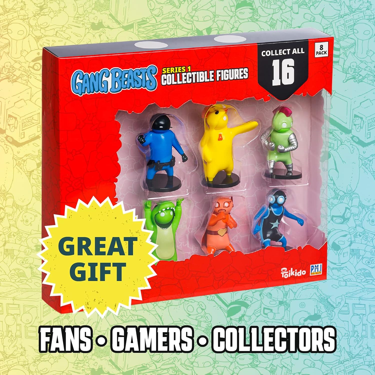 Toikido GB2070 Gang Beasts Collectible Figures-8 Pack Deluxe Box, Multi-Coloured