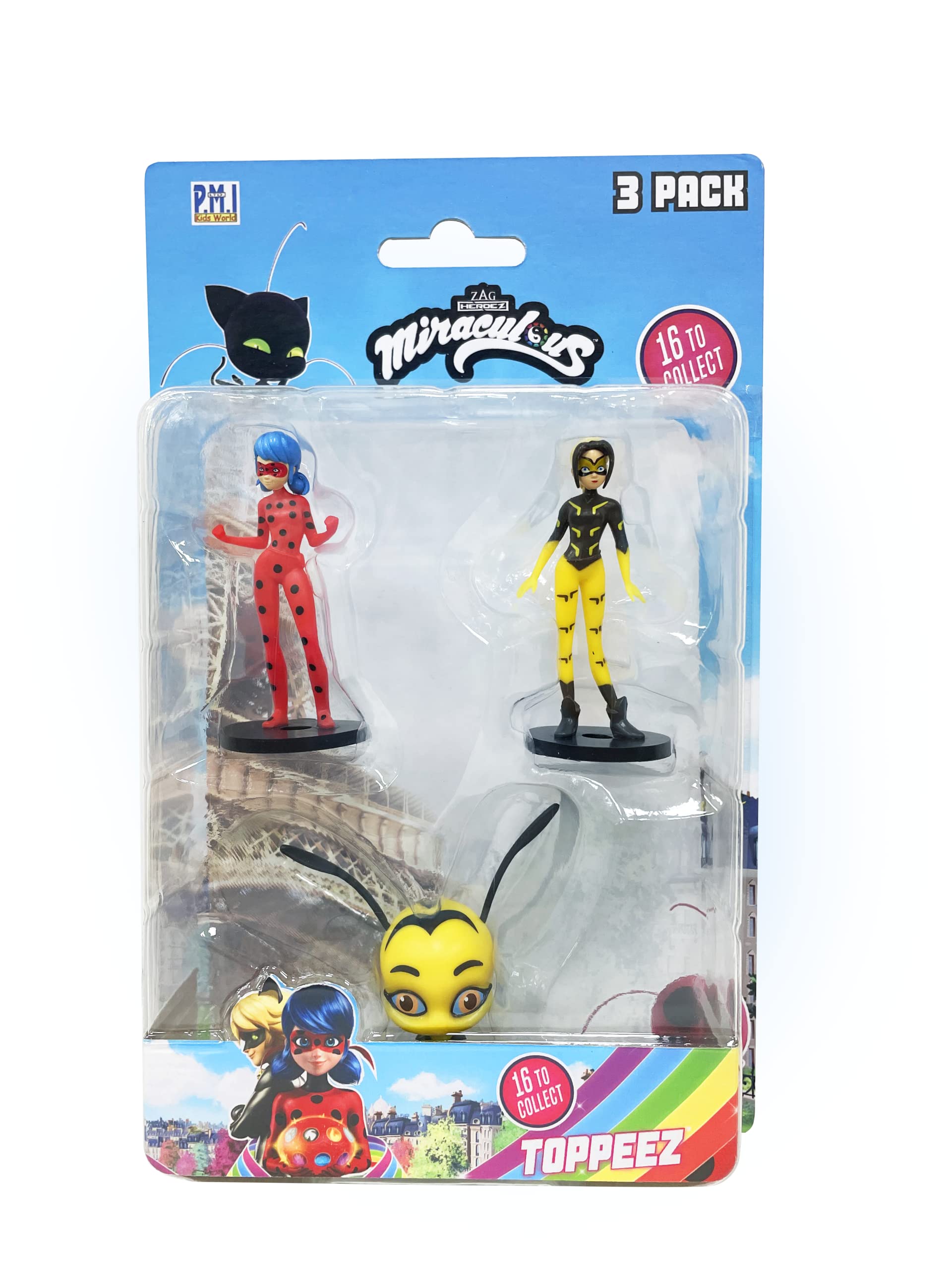 Miraculous Toppers 5 Pack - Ladybug Collectible Mini Figures, Randomly Selected, for Boys & Girls 3 Years Old and up