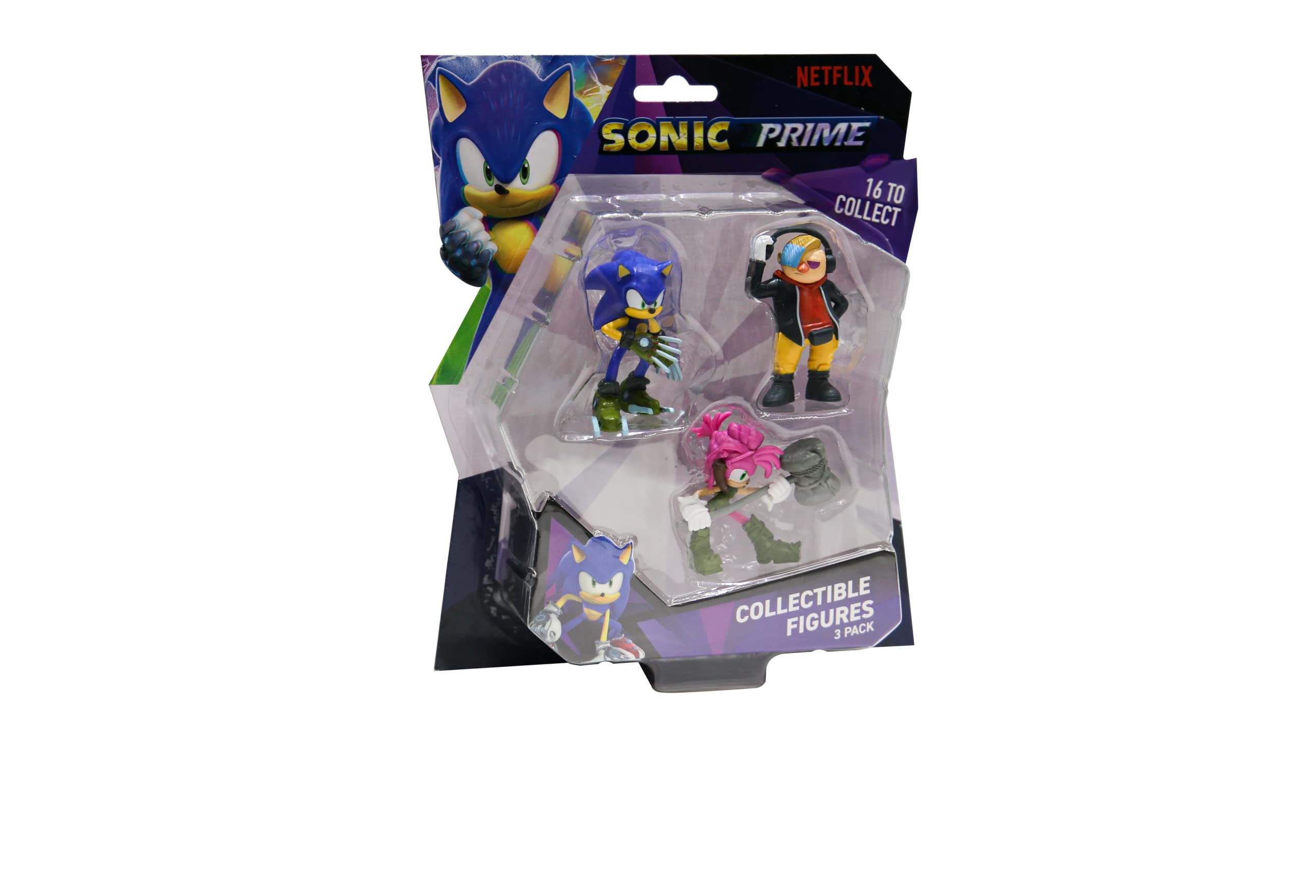 Sonic Prime Figures 3 Pack Blister, Series 1, Randomly Selected, Collect All 16!
