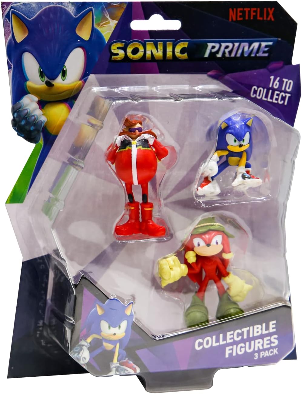 Sonic Prime Figures 3 Pack Blister, Series 1, Randomly Selected, Collect All 16!