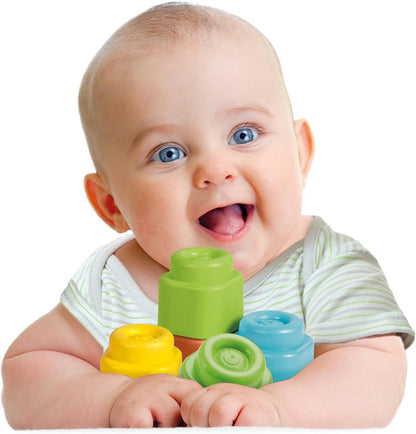 Clementoni Baby Blocks - Clemmy 10 Soft Building Blocks Set - Soft Building Blocks, Clemmy Blocks Kids 6 Months, Bricks Washable, Construction Set, Development & Activity Toy, Made In Italy, 17988