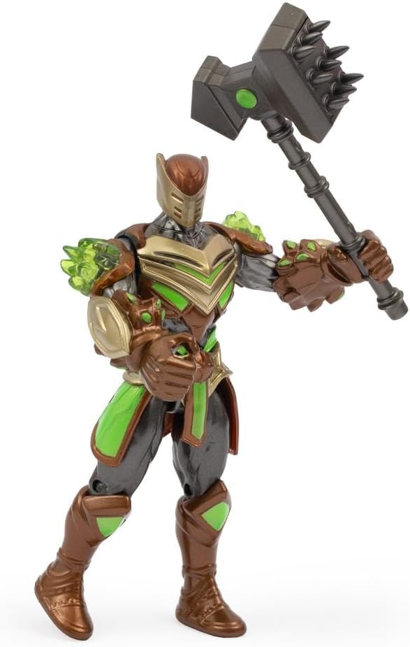 GORMITI THE NEW ERA - Rockard Glen Earth Clan Gormita, 15 cm Articulated Action Figure, Hero with Bronze Green Armor and Seismic Hammer Accessory, for Children from 3 Years Old