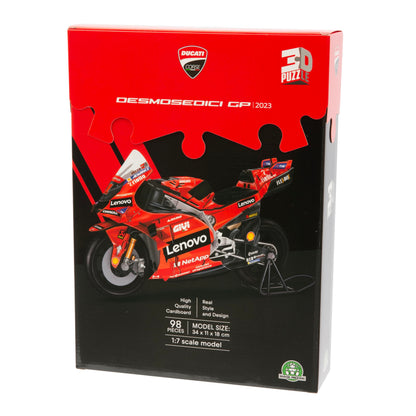 GP Sport Ducati Desmosedici 3D Authentic Motorbike Jigsaw Puzzle – 120 Pieces, Official Licensed Livery, Easy Assembly, No Tools or Glue Required, Plastic Tyres, Durable Cardboard – 30x11.2x17.5cm