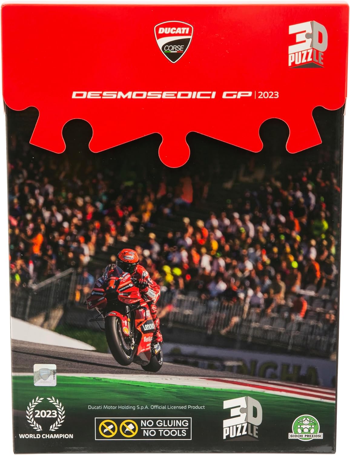GP Sport Ducati Desmosedici 3D Authentic Motorbike Jigsaw Puzzle – 120 Pieces, Official Licensed Livery, Easy Assembly, No Tools or Glue Required, Plastic Tyres, Durable Cardboard – 30x11.2x17.5cm