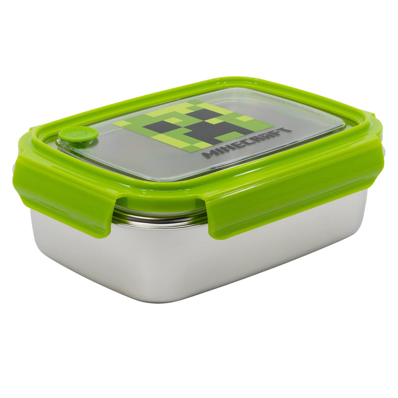 Stor Minecraft Design, Stainless Steel Lunch Box - BPA Free, Leak-Proof with Silicone Gasket & Safety Lock - Durable & Eco-Friendly - Perfect for Kids & Adults - 23 x 7 x 7cm, 1000ml