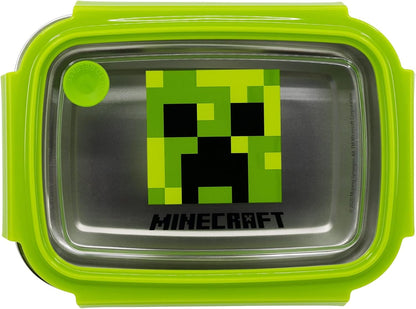 Stor Minecraft Design, Stainless Steel Lunch Box - BPA Free, Leak-Proof with Silicone Gasket & Safety Lock - Durable & Eco-Friendly - Perfect for Kids & Adults - 23 x 7 x 7cm, 1000ml